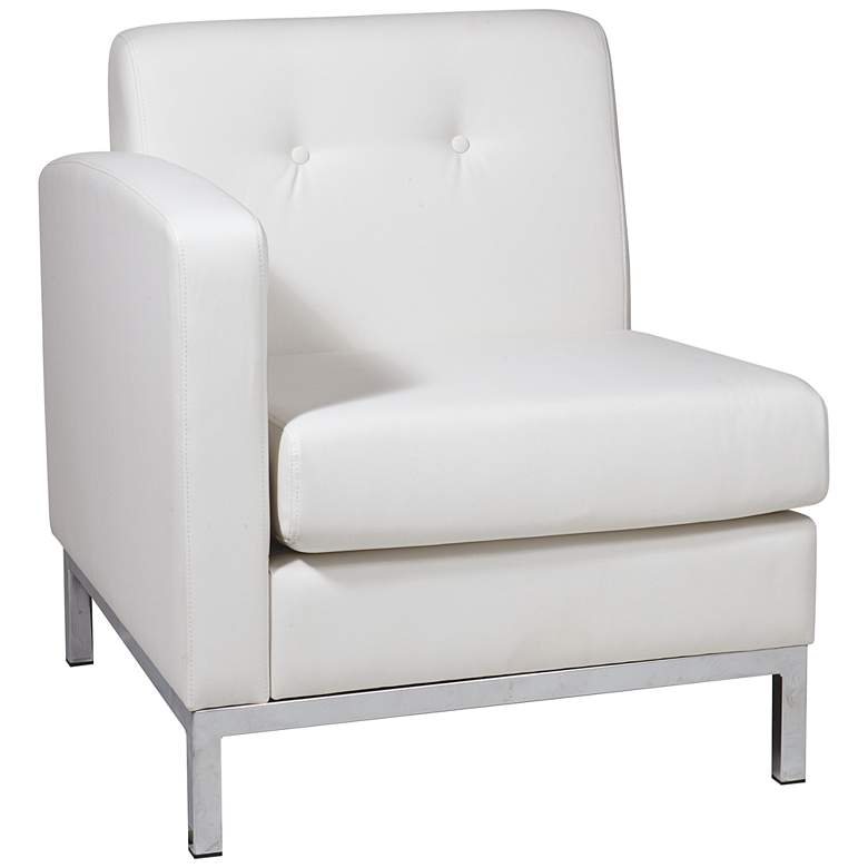 Image 1 Wall Street White Faux Leather Button-Tufted Left Armchair