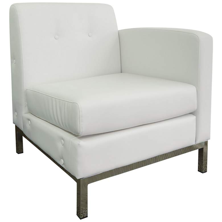 Image 1 Wall Street White Faux Leather Button-Tufted Right Armchair