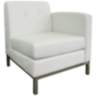 Wall Street White Faux Leather Button-Tufted Right Armchair