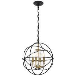 Wallace 4 Lt Matte Black And Brass Pendant