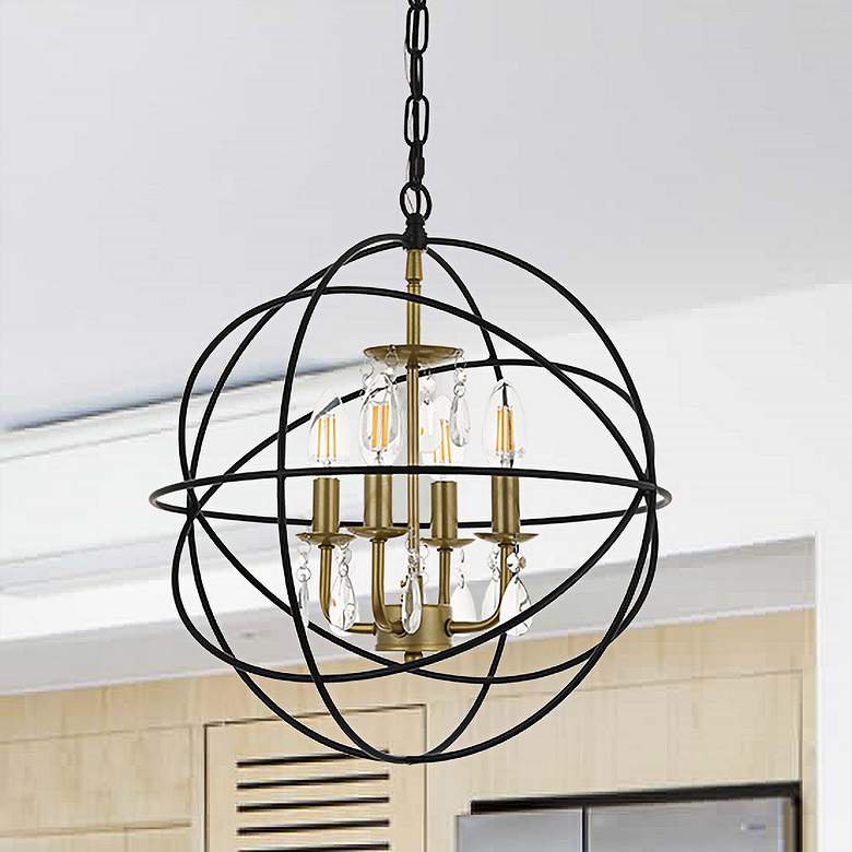 Image 2 Wallace 4 Lt Matte Black And Brass Pendant