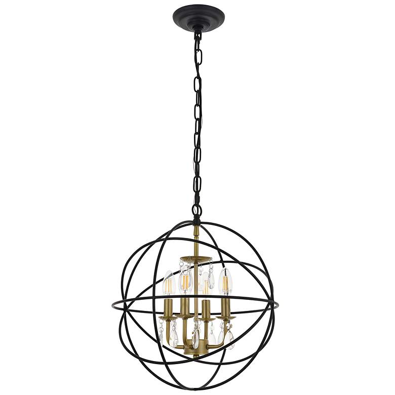 Image 5 Wallace 4 Lt Matte Black And Brass Pendant more views