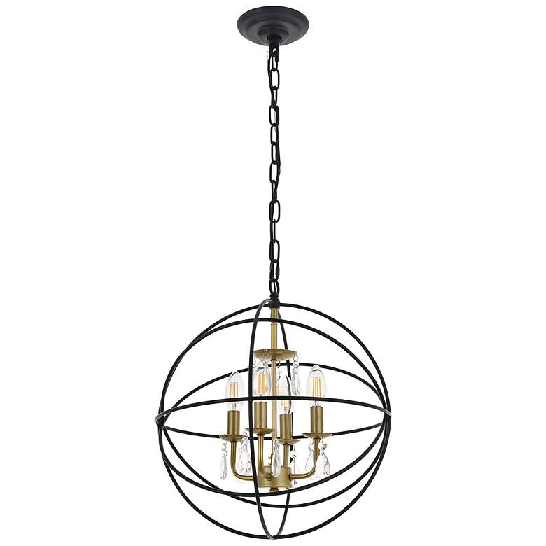Image 7 Wallace 4 Lt Matte Black And Brass Pendant more views