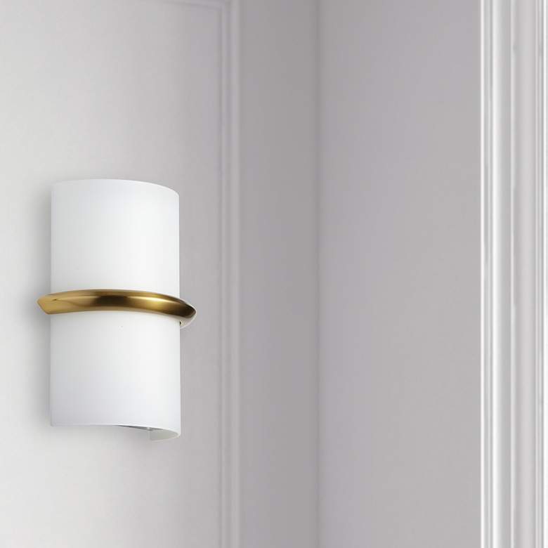 Image 3 Wallace 9.25" High Aged Brass 14W Wall Sconce more views