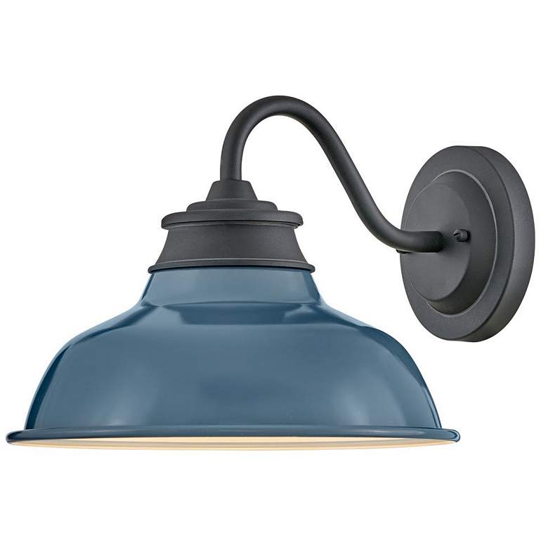 Image 1 Wallace 9 1/2 inchH Black Denim Blue LED Outdoor Barn Wall Light