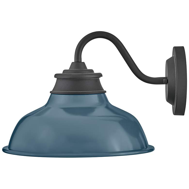 Image 4 Wallace 9 1/2"H Black Denim Blue LED Outdoor Barn Wall Light more views