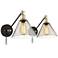Waller Black and Brass Plug-In Wall Lamp Set of 2