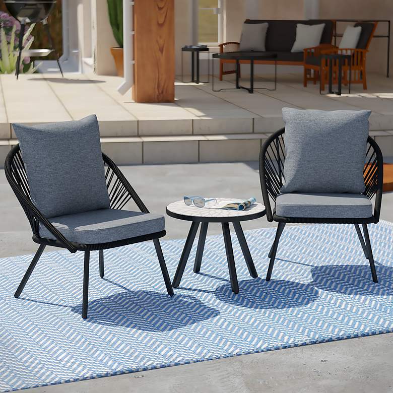 Image 1 Wallinca Black 3-Piece Outdoor Seating Set
