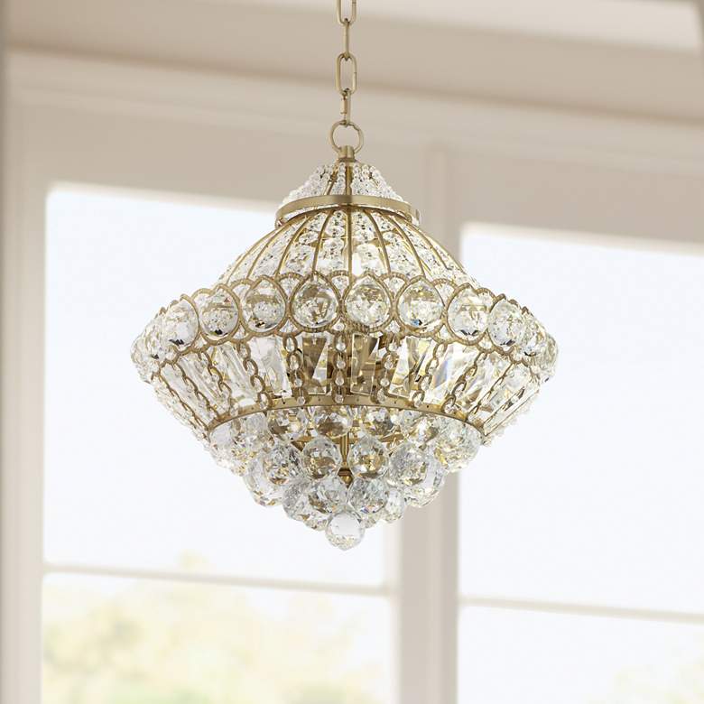 Image 1 Wallingford 15 inch Wide Soft Gold Crystal Chandelier