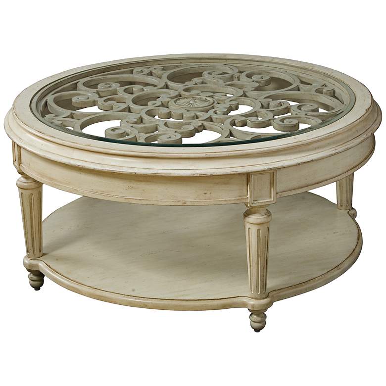 Image 1 Wallingford White Linen Round Cocktail Table