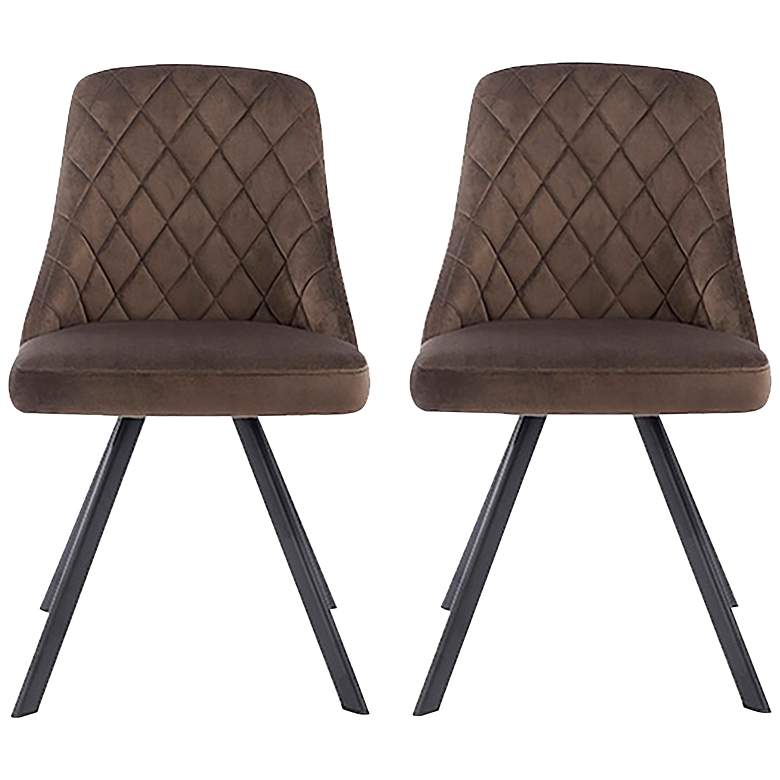 Image 2 Wallingforth Brown Velvet Fabric Dining Chairs Set of 2