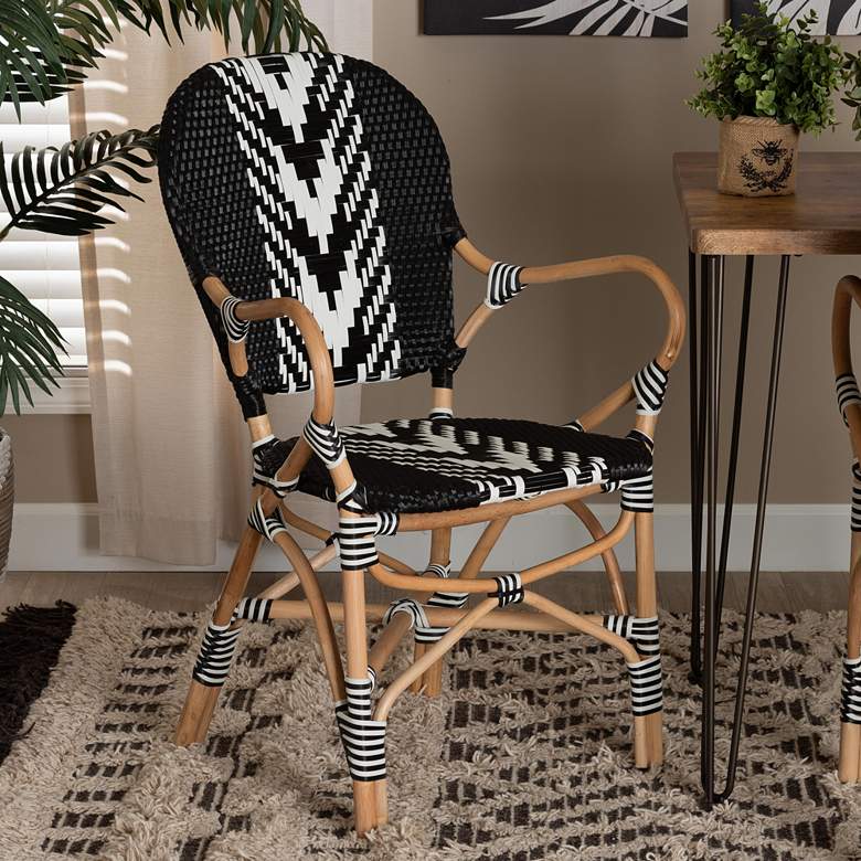 Image 1 Wallis Black and White Weaving Rattan Dining Chair