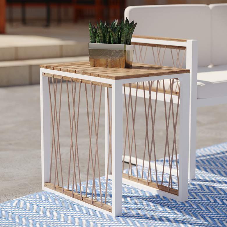 Image 1 Wallmond 16" Wide Natural White Outdoor End Table