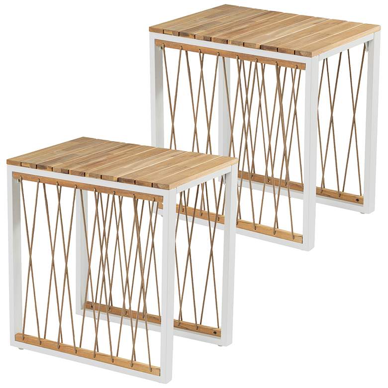 Image 2 Wallmond 16" Wide Natural White Outdoor End Tables Set of 2