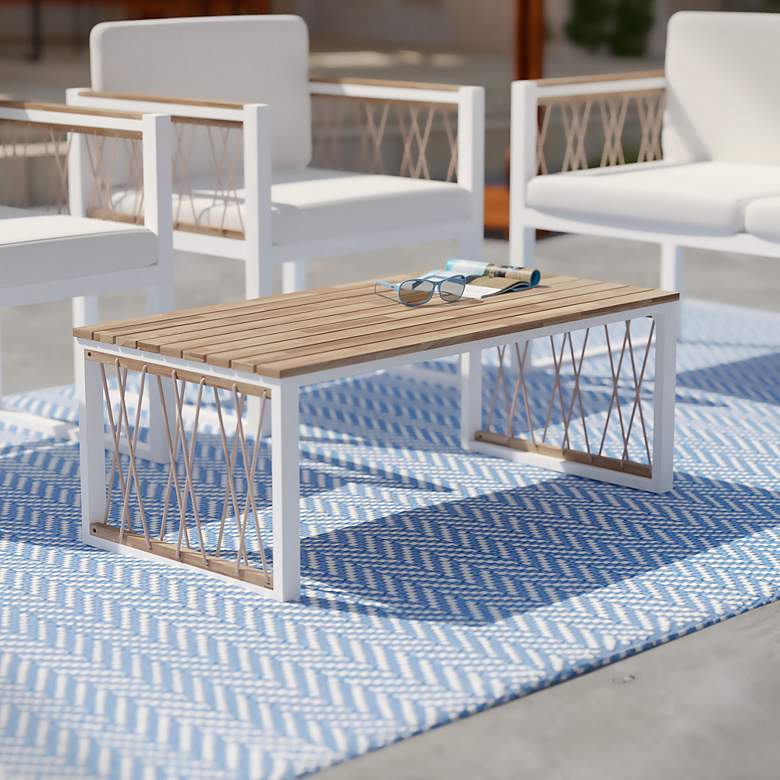 Image 1 Wallmond 39 1/4"W Natural and White Outdoor Cocktail Table