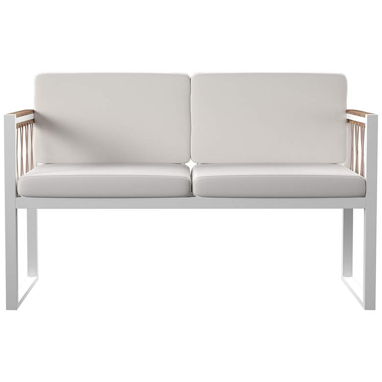 Image 5 Wallmond White Cushioned Outdoor Loveseat more views