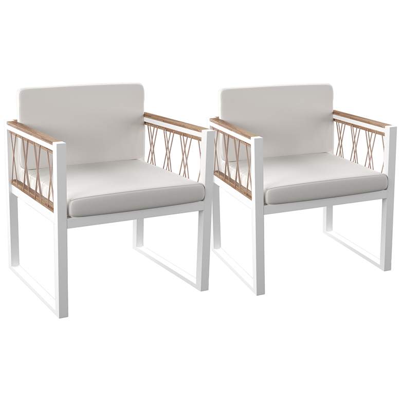 Image 2 Wallmond White Outdoor Cushioned Lounge Chair Set of 2