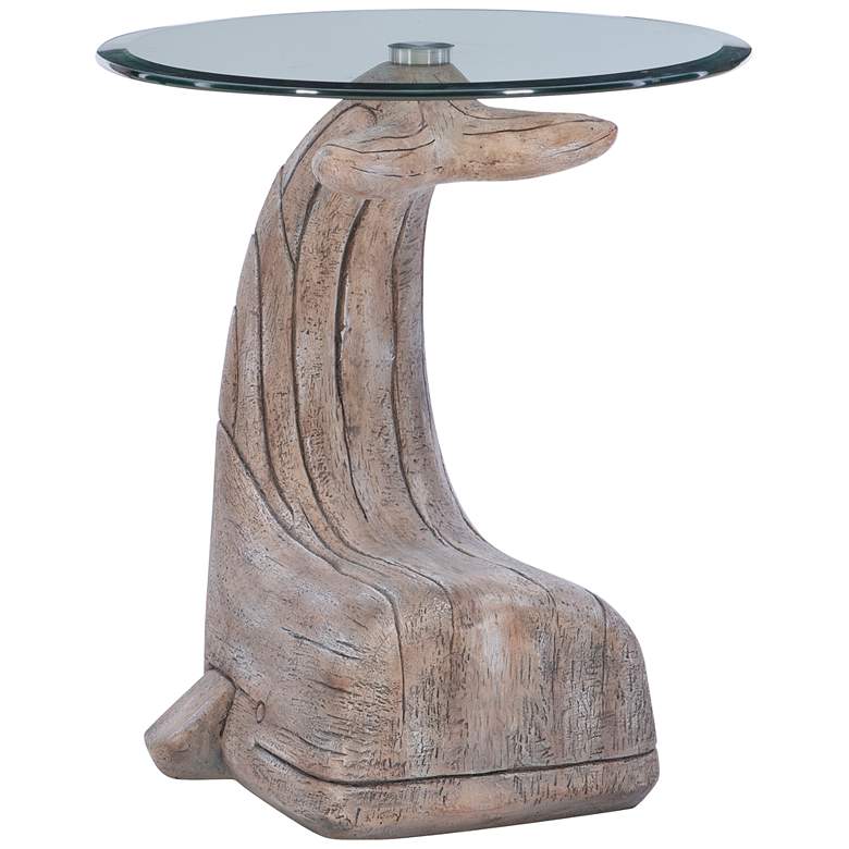Image 2 Wally the Whale 20" Wide Distressed Natural Driftwood Side Table