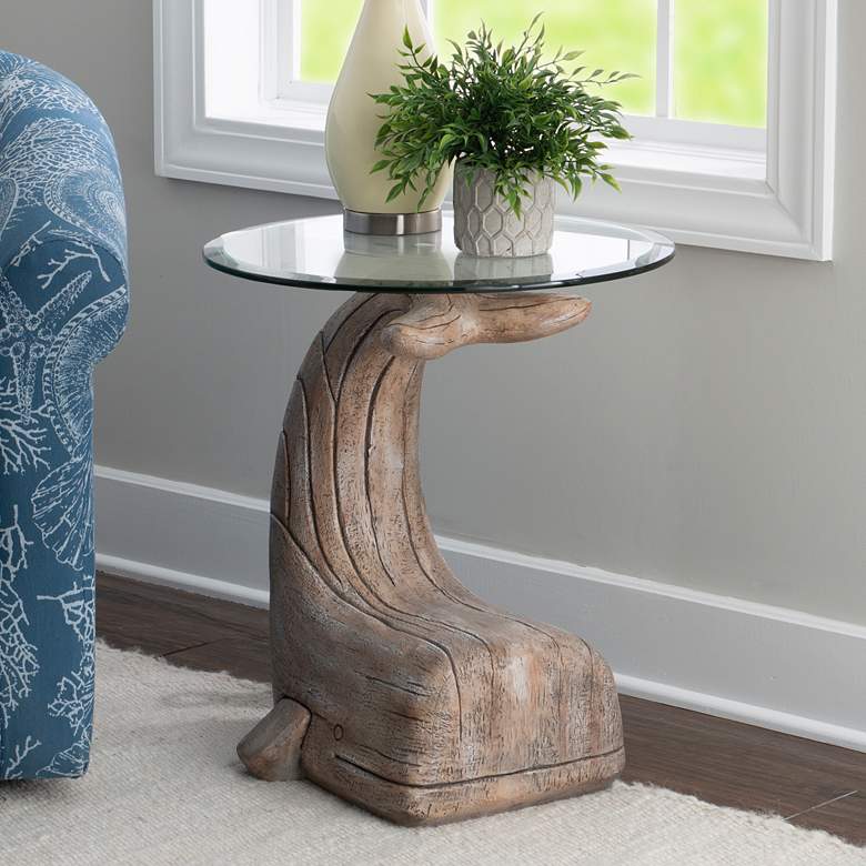 Image 1 Wally the Whale 20" Wide Distressed Natural Driftwood Side Table