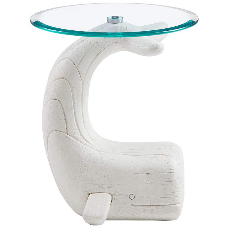 Image 6 Wally the Whale 20" Wide Distressed White Driftwood Side Table more views
