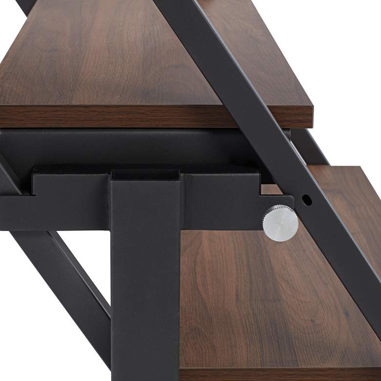Walnut and Gray Convertible Bookshelf Dining Table more views