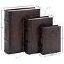 Walnut Brown and Maroon Wood Leather Book Boxes - Set of 3