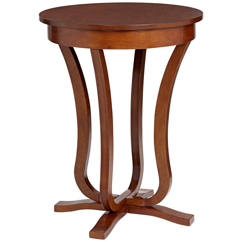 Image 1 Walnut Finish 26 inch Wide Round Pedestal Table