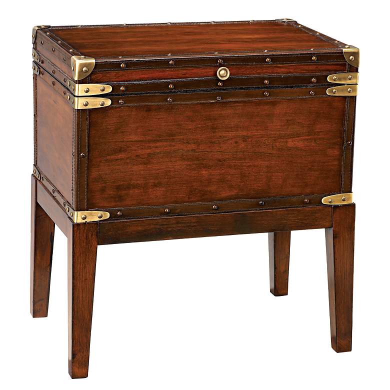 Image 1 Walnut Finish Brass Accent Trunk Table