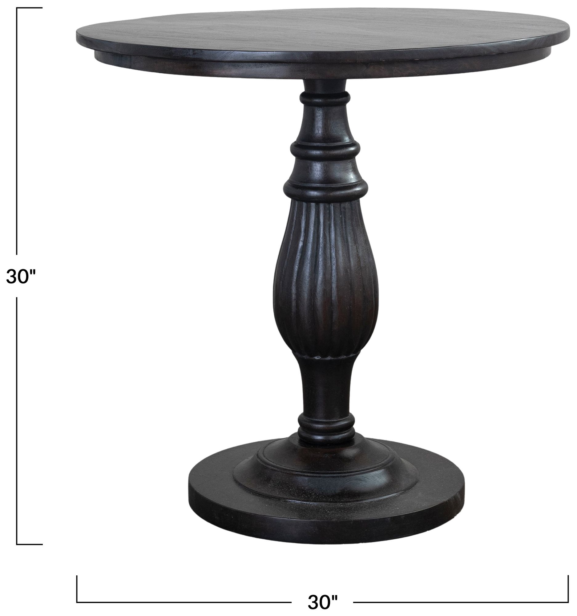 Image 3 Walnut-Finished Mango Wood Table with Turned Pedestal more views
