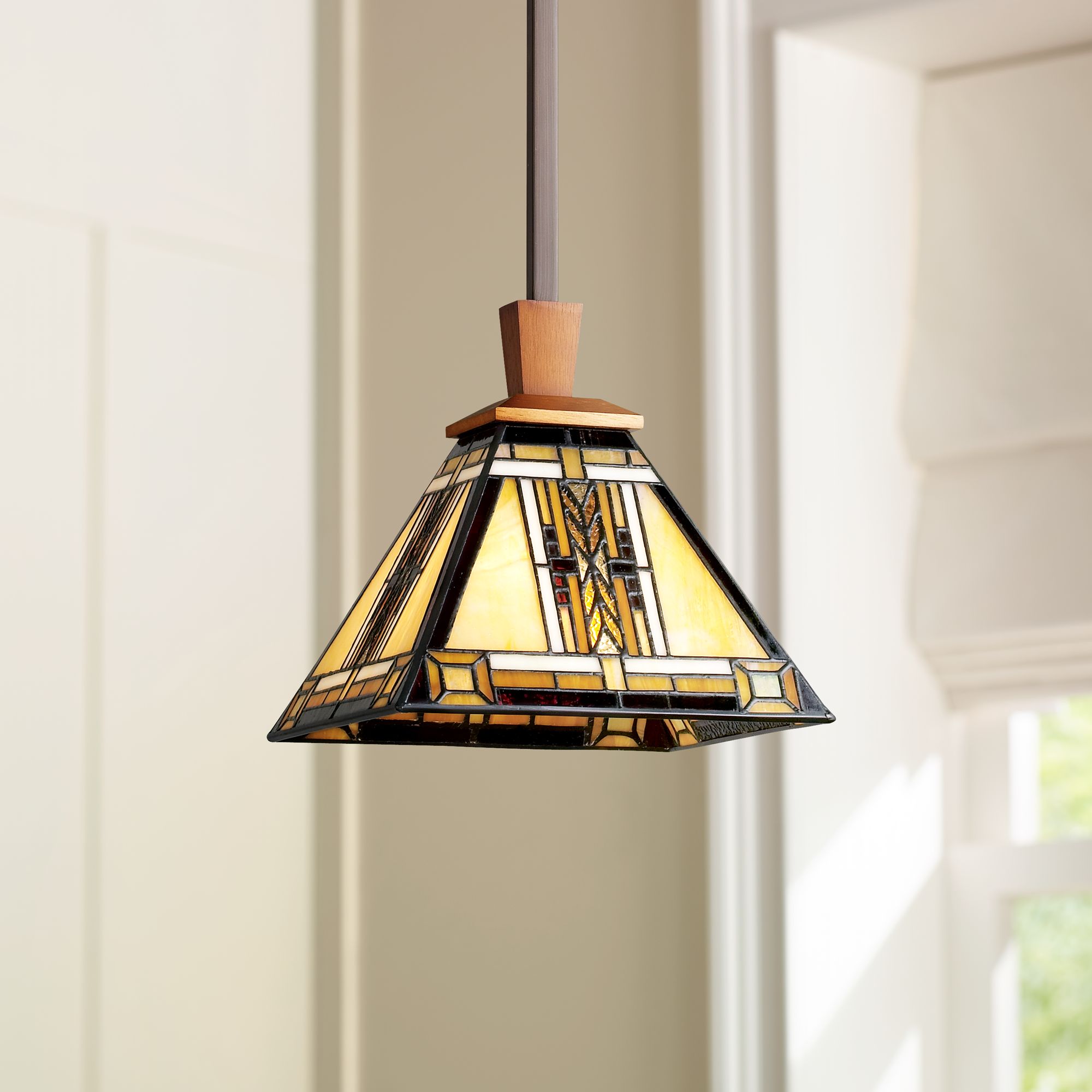 walnut mission style pendant chandelier