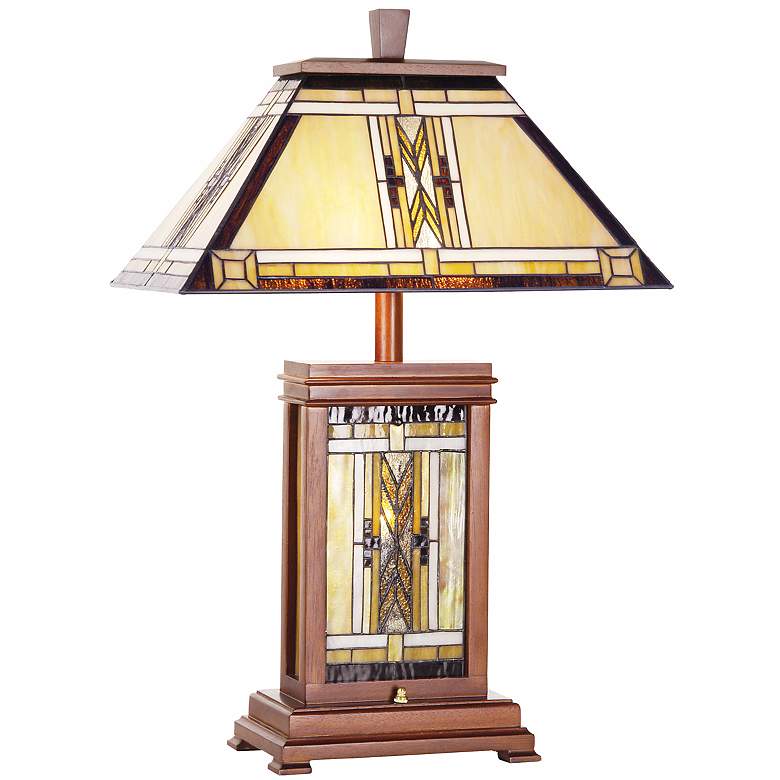 Walnut Mission Collection Tiffany-Style Table Lamp