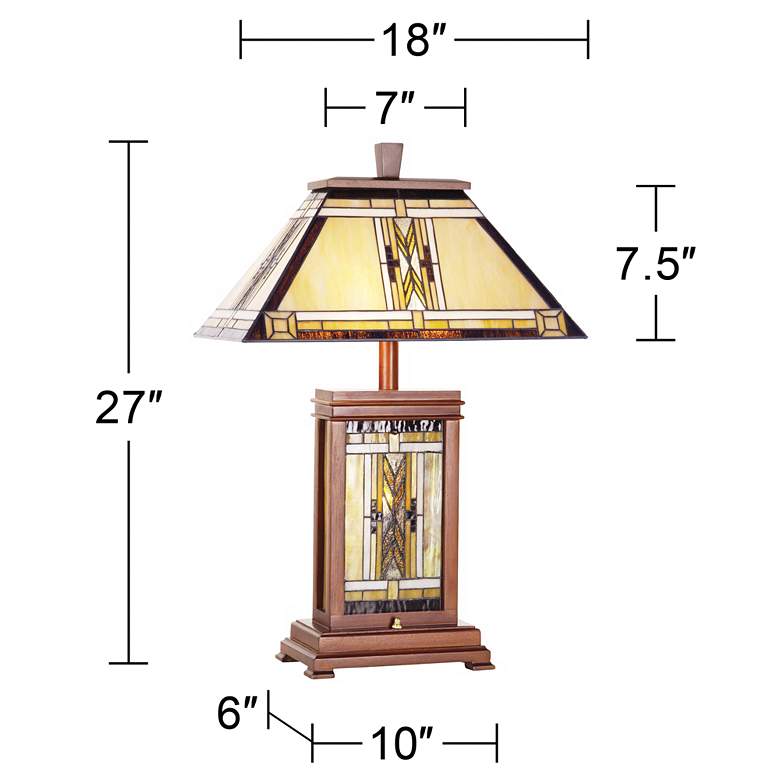 Walnut Mission Collection Tiffany-Style Table Lamp more views