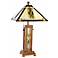 Walnut Mission Style with Night Light Table Lamp
