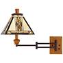 Walnut Mission Tiffany Style Adjustable Swing Arm Plug-In Wall Lamp