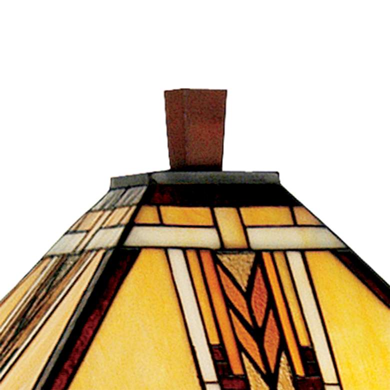 Image 3 Walnut Mission Tiffany Style Floor Lamp with Night Light more views