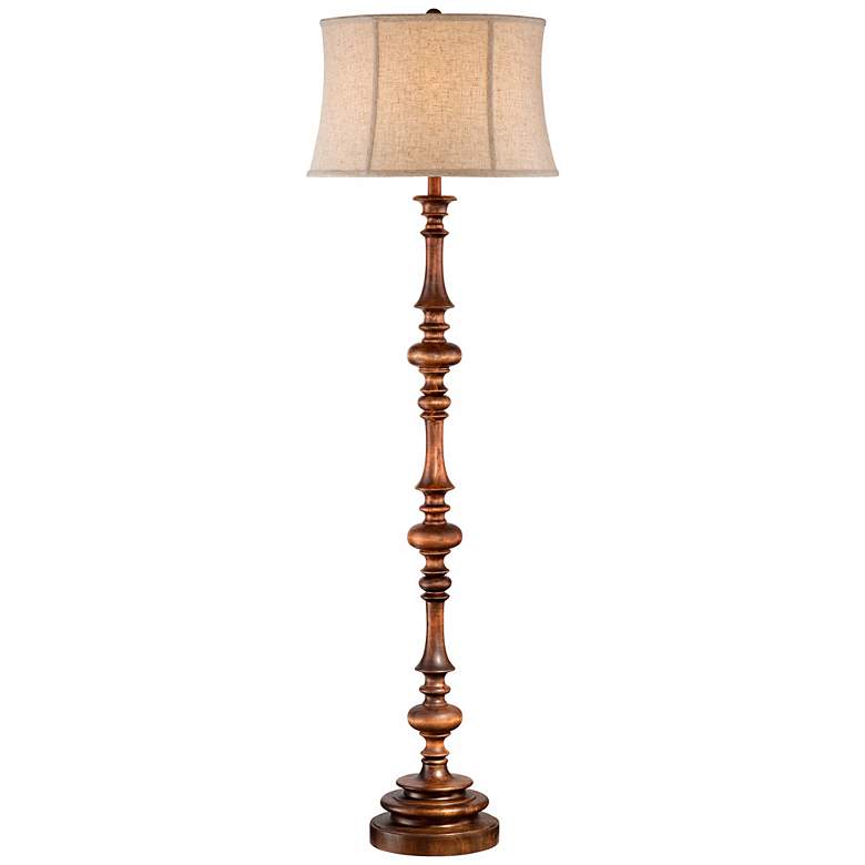Image 1 Walnut Turned Column Wood Floor Lamp