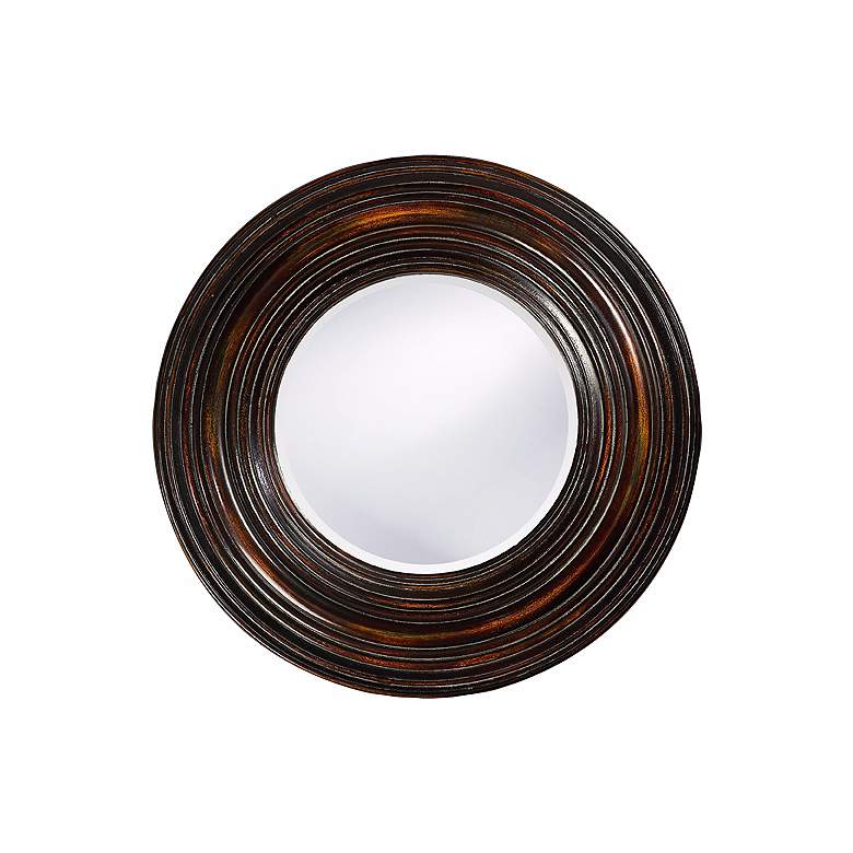 Image 1 Walnut Wood with Bronze Highlights 38 inch Round Wall Mirror