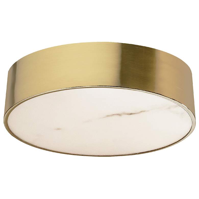 Image 1 Walsh 12" Wide Aged Brass Finish Flush Mount w/ Alabaster Shade