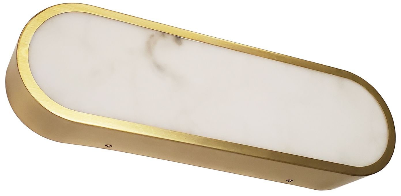 Image 2 Walsh 16" Wide Alabaster, Aged Brass LED Wall Sconce more views