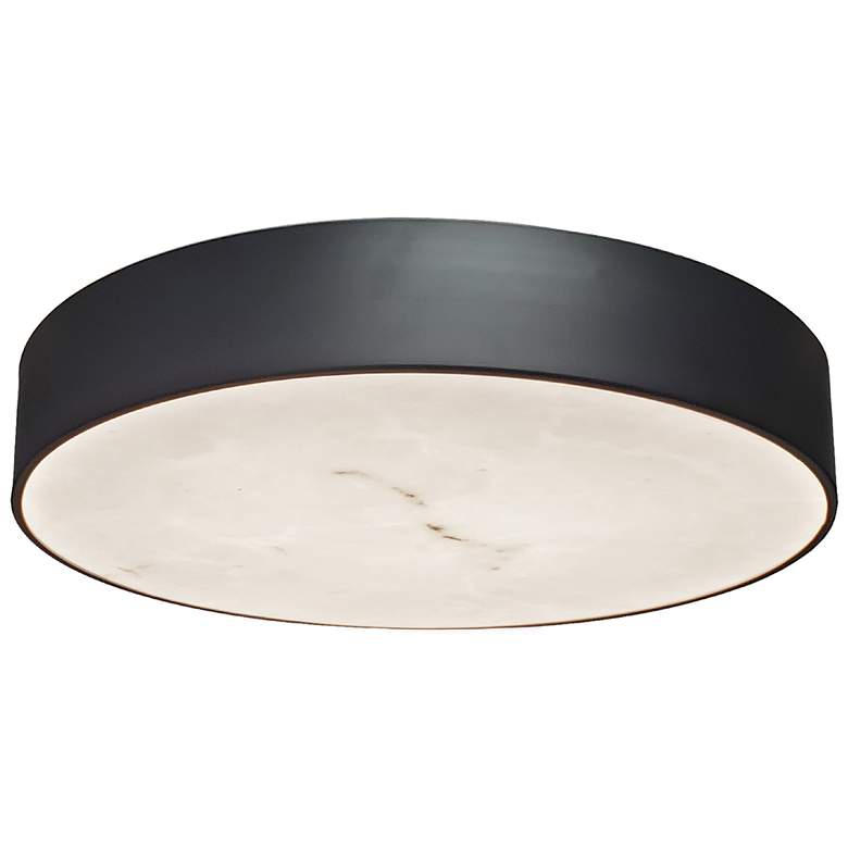 Image 1 Walsh 16" Wide Matte Black Finish Flush Mount w/ Alabaster Shade
