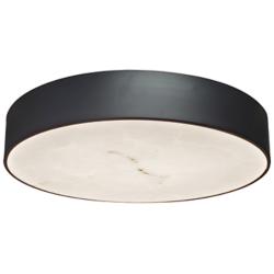 Walsh 16" Wide Matte Black Finish Flush Mount w/ Alabaster Shade