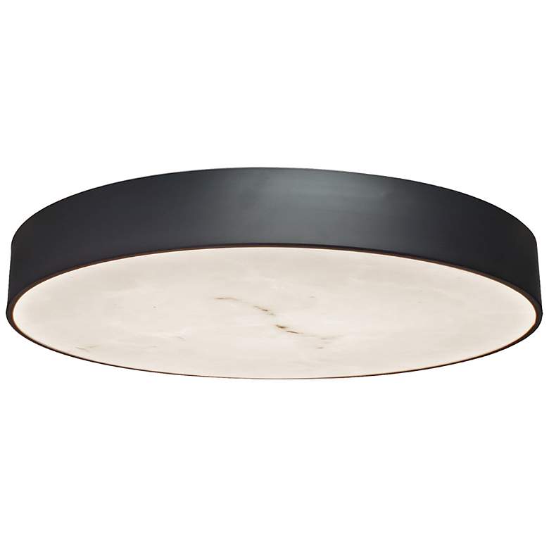Image 1 Walsh 20" Wide Matte Black Finish Flush Mount w/ Alabaster Shade