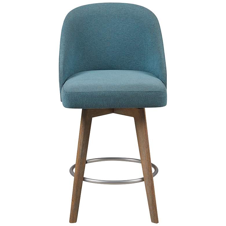 Image 4 Walsh 25 3/4" Blue Fabric Swivel Counter Stool more views