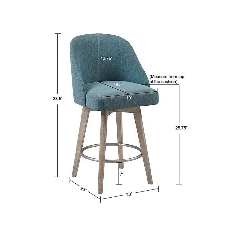 Image 7 Walsh 25 3/4" Blue Fabric Swivel Counter Stool more views