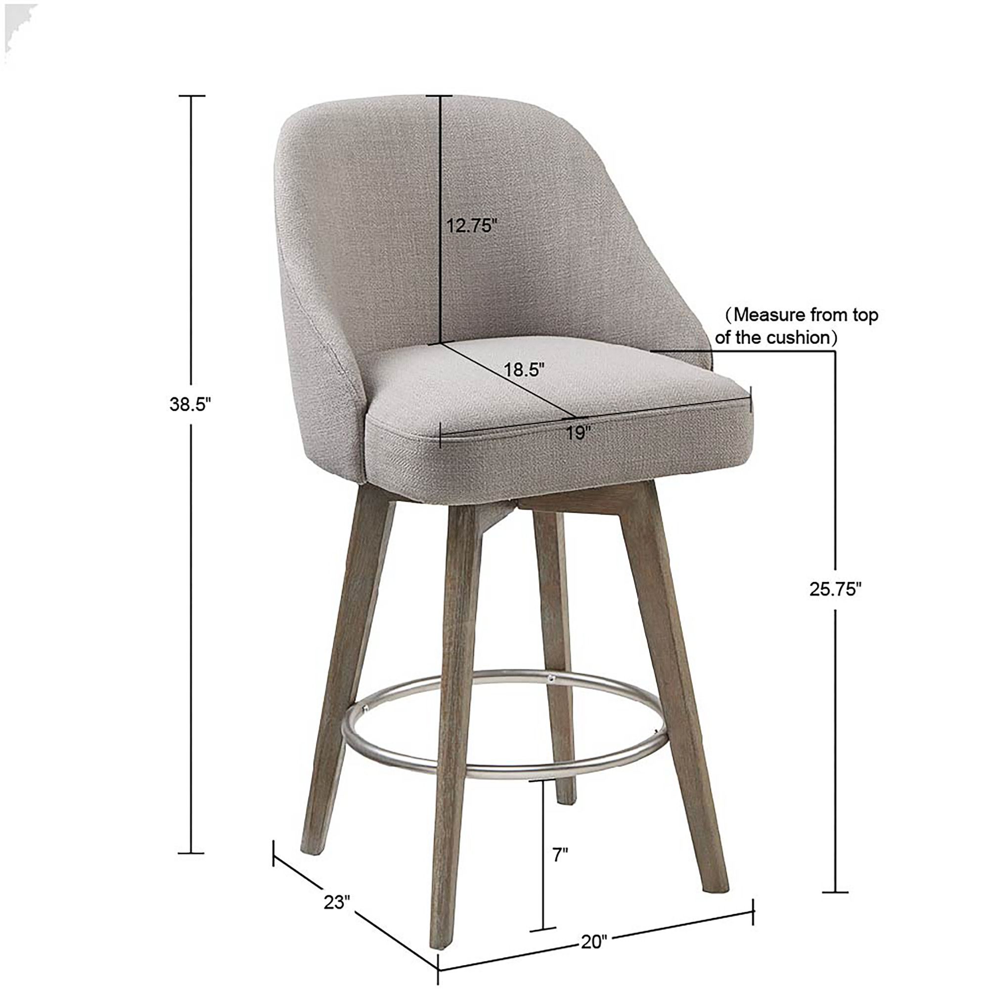 Walsh 25 3/4" Gray Fabric Swivel Counter Stool
