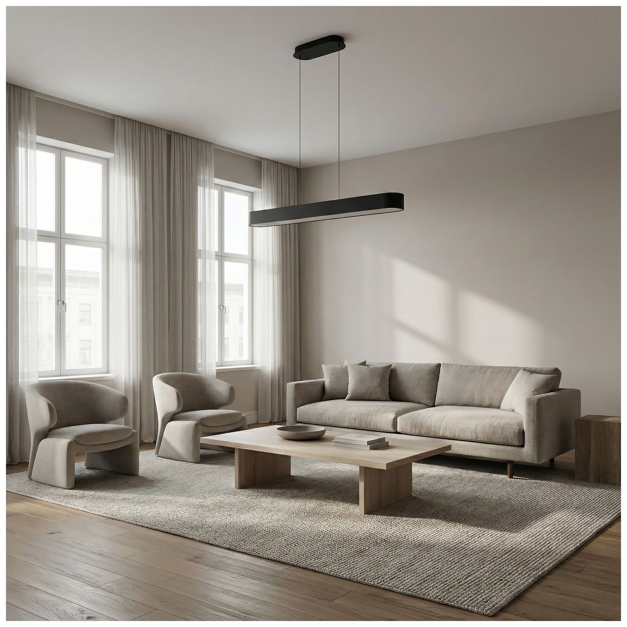 Image 6 Walsh 40" Wide Alabaster, Matte Black LED Pendant more views