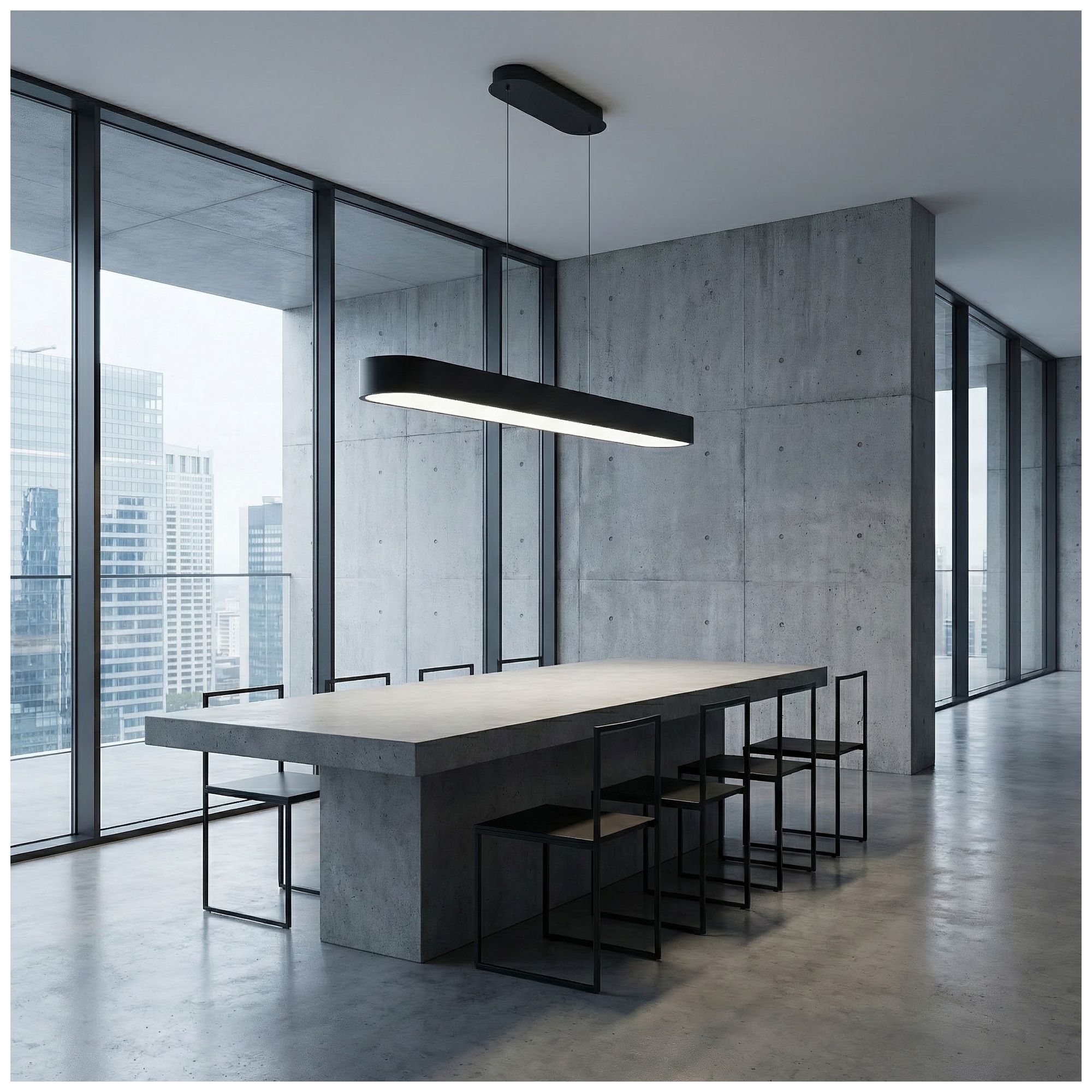 Image 7 Walsh 40" Wide Alabaster, Matte Black LED Pendant more views