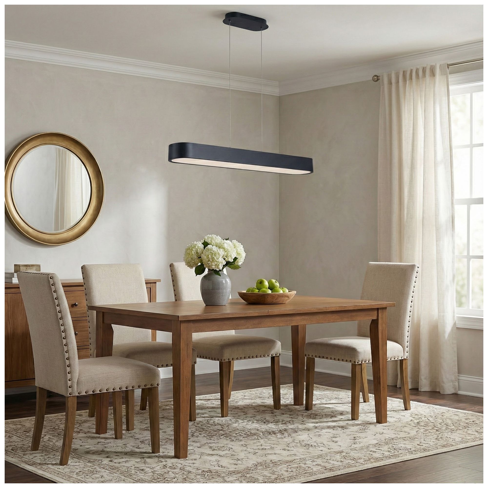 Walsh 40" Wide Alabaster, Matte Black LED Pendant