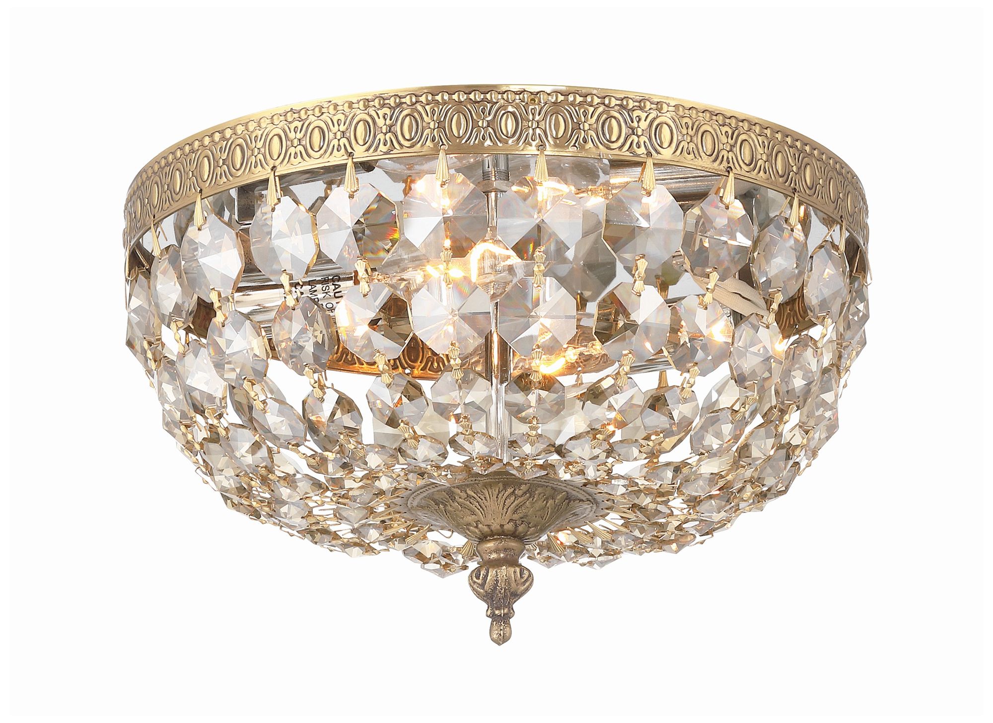 Thumbnail2 of Waltham 10'' Golden Teak Hand Cut Crystal Olde Brass Flush Mount more views