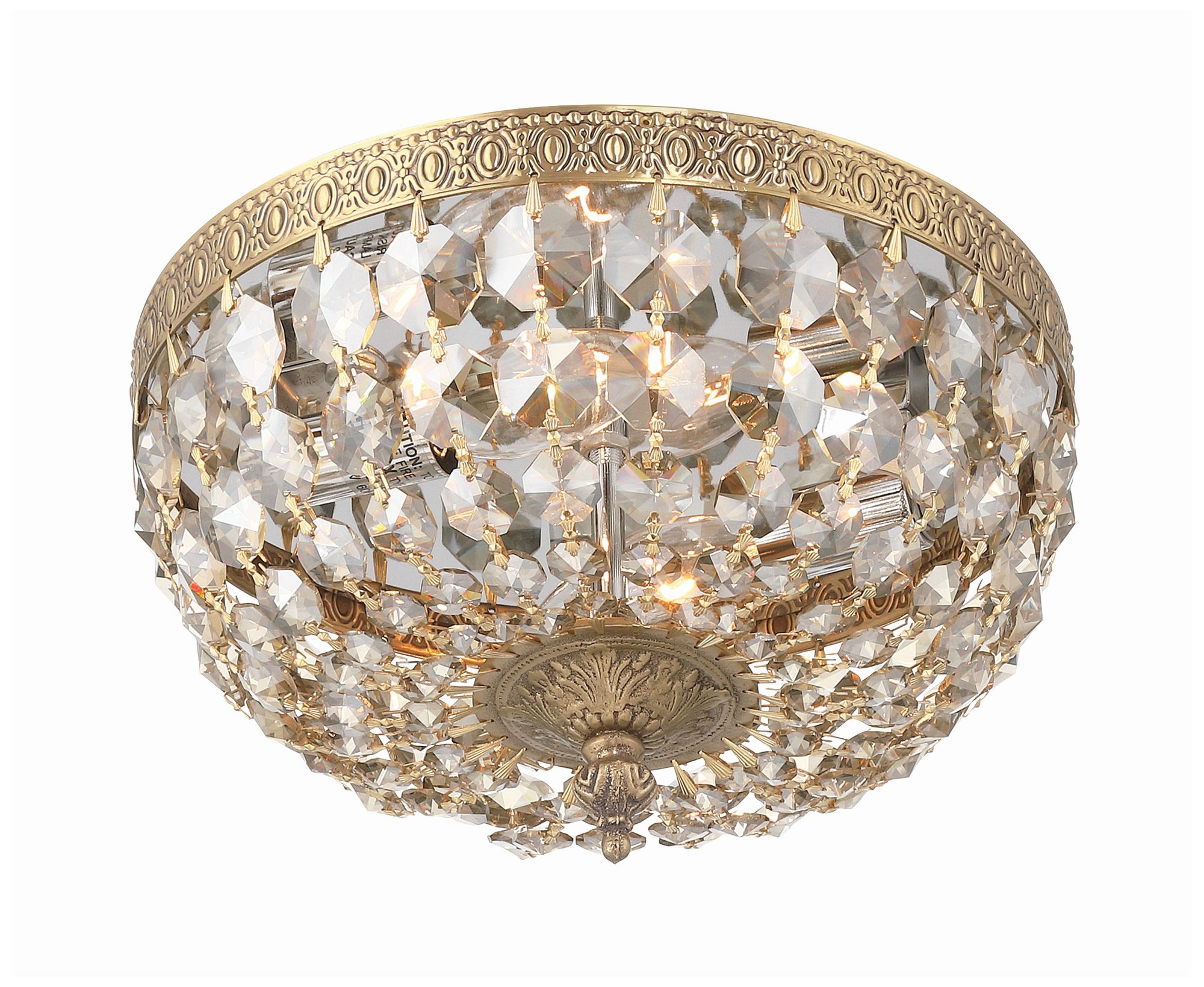 Thumbnail4 of Waltham 10'' Golden Teak Hand Cut Crystal Olde Brass Flush Mount more views